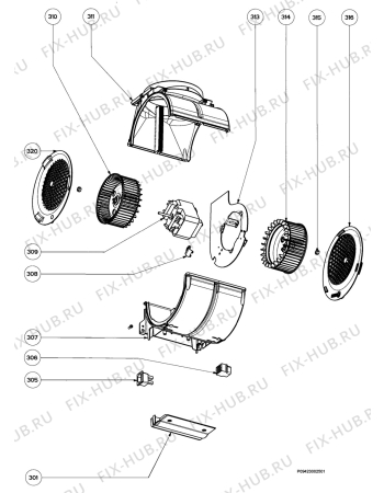 Взрыв-схема вытяжки Zanussi ZHC64X - Схема узла Section 3