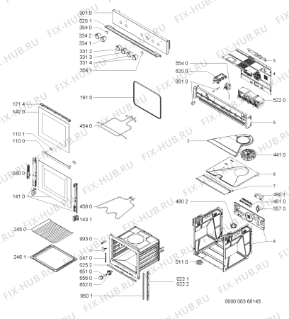 Схема №1 ESN 5961/WS с изображением Переключатель для электропечи Whirlpool 481241279359