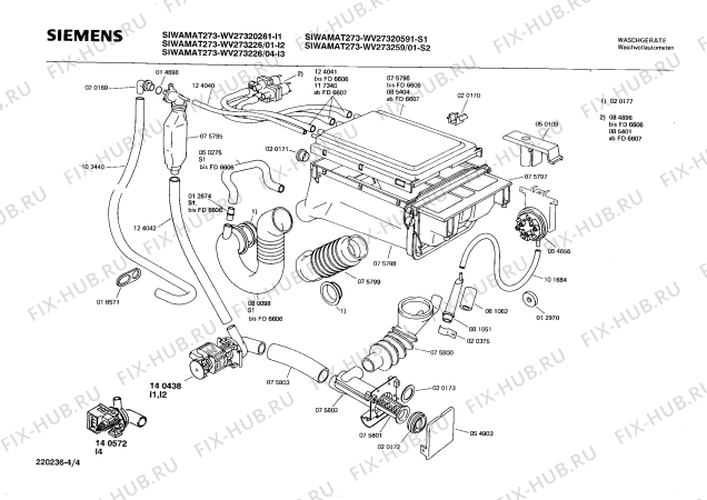 Взрыв-схема стиральной машины Siemens WV273259 SIWAMAT 273 - Схема узла 04