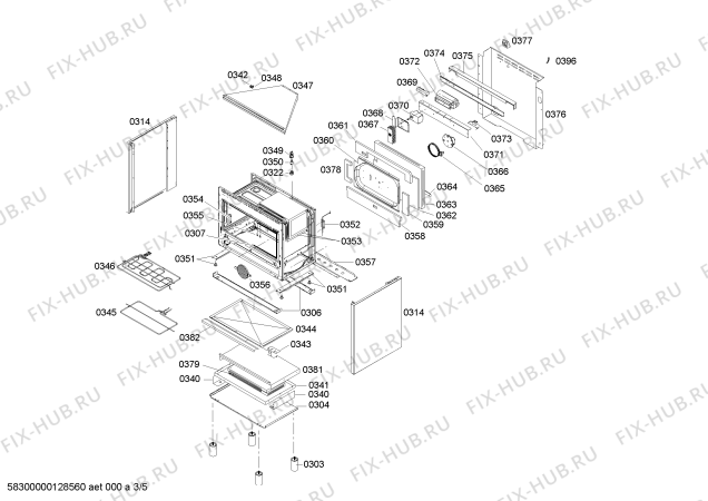 Взрыв-схема плиты (духовки) Bosch HSB745256A - Схема узла 03