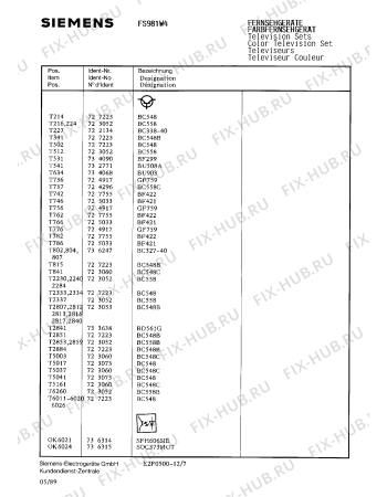 Взрыв-схема телевизора Siemens FS981W4 - Схема узла 08