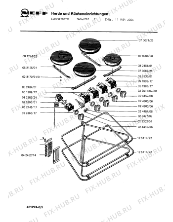 Взрыв-схема плиты (духовки) Neff 1114842006 1484/261F - Схема узла 05