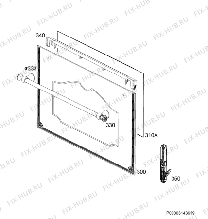 Взрыв-схема плиты (духовки) Electrolux OPEB2320V - Схема узла Door