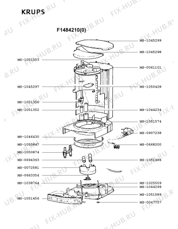 Взрыв-схема кофеварки (кофемашины) Krups F1484210(0) - Схема узла IP001474.2P2