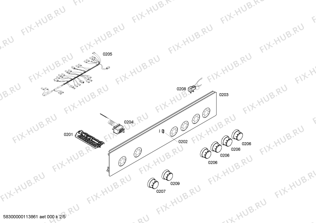 Взрыв-схема плиты (духовки) Bosch HSV524020T - Схема узла 02