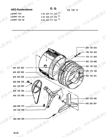 Взрыв-схема стиральной машины Aeg LAV833 GR - Схема узла Tub