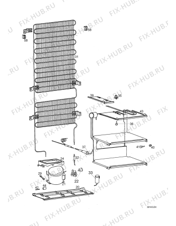 Взрыв-схема холодильника Zanussi ZRB30JC - Схема узла Cooling system 017