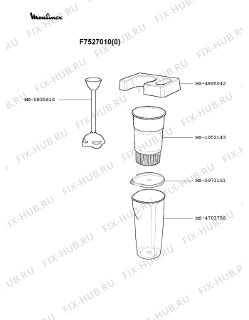 Взрыв-схема блендера (миксера) Krups F7527010(0) - Схема узла SP000949.6P2