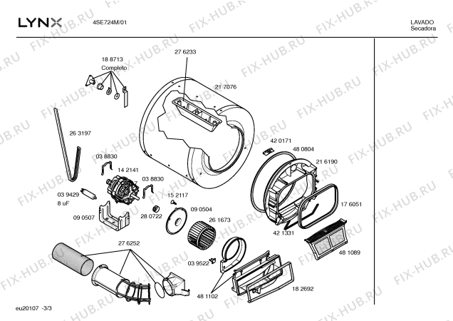 Схема №1 4SE724M с изображением Актуатор для электросушки Bosch 00423010