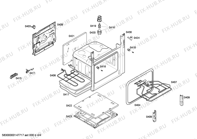 Взрыв-схема плиты (духовки) Bosch HCE422120S - Схема узла 04