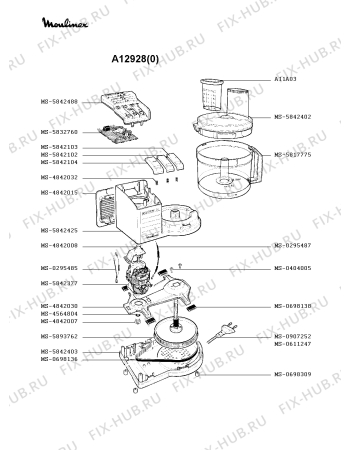 Взрыв-схема кухонного комбайна Moulinex A12928(0) - Схема узла YP000230.2P2