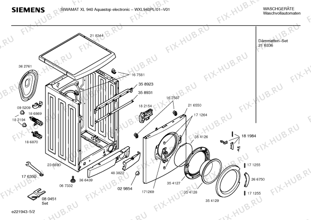 Взрыв-схема стиральной машины Siemens WXL940PL SIWAMAT XL 940  Aquastop  electronic - Схема узла 02