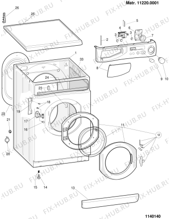 Схема №1 ALD140BE (F027795) с изображением Обшивка для стиралки Indesit C00089727