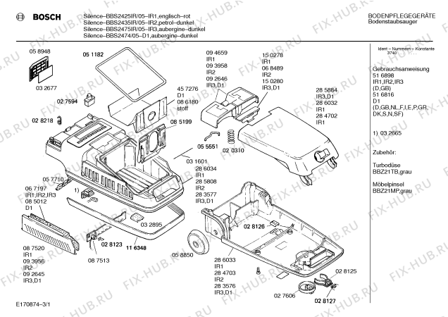 Схема №1 BBS2452FF SILENCE с изображением Вставка для пылесоса Bosch 00057710