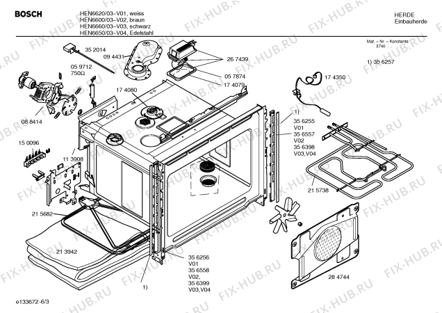 Схема №3 HEN6600 S2001 с изображением Панель управления для духового шкафа Bosch 00360560