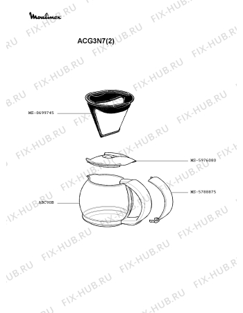 Взрыв-схема кофеварки (кофемашины) Moulinex ACG3N7(2) - Схема узла Q0000295.5Q2