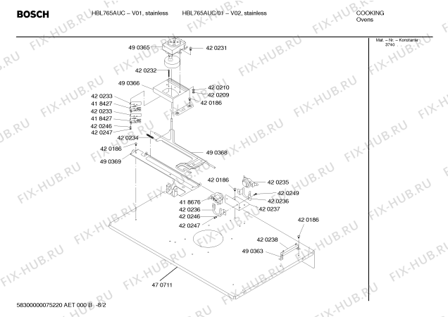 Взрыв-схема холодильника Bosch HBL765AUC - Схема узла 02