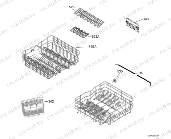 Взрыв-схема посудомоечной машины Rex Electrolux RSF65055XR - Схема узла Basket 160