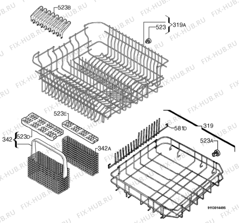 Взрыв-схема посудомоечной машины Privileg 396013_10535 - Схема узла Basket 160