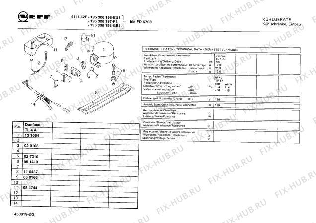 Взрыв-схема холодильника Neff 195306197 4116.42F - Схема узла 02