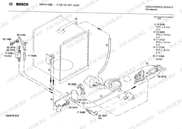 Взрыв-схема посудомоечной машины Bosch 0730101027 SMS611088 - Схема узла 03