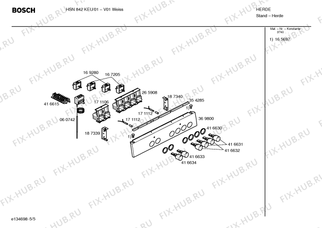 Схема №4 HSN842KEU с изображением Инструкция по эксплуатации для плиты (духовки) Bosch 00583017