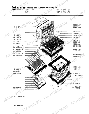 Взрыв-схема плиты (духовки) Neff 1124931001 2493/11 - Схема узла 02