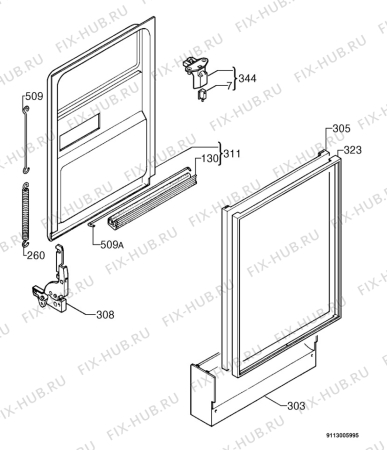 Взрыв-схема посудомоечной машины Ebd SP4250W - Схема узла Door 003