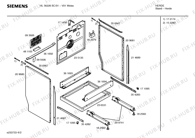 Схема №3 HL56226SC с изображением Инструкция по эксплуатации для плиты (духовки) Siemens 00528300