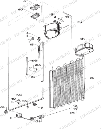 Взрыв-схема холодильника Zoppas P23/10NR - Схема узла Cooling system 017