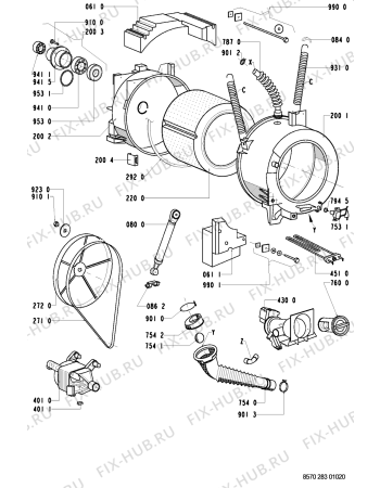 Взрыв-схема стиральной машины Whirlpool AWM 283/3 - Схема узла