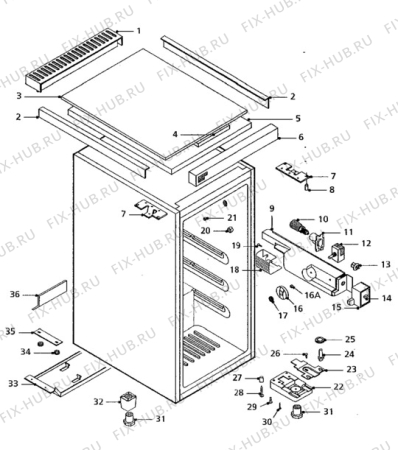 Взрыв-схема холодильника Zanussi Z6110T - Схема узла Cabinet + armatures