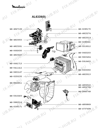 Взрыв-схема микроволновой печи Moulinex AL6339(0) - Схема узла 2P002351.0P3