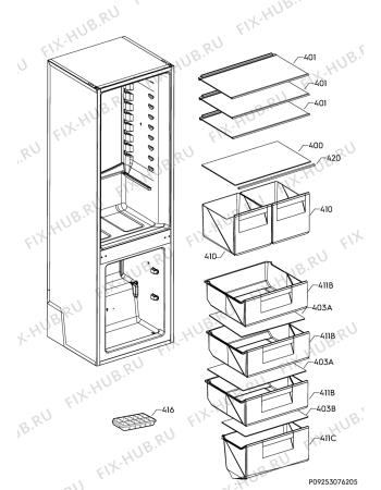 Взрыв-схема холодильника Aeg SCS6181VNS - Схема узла Internal parts