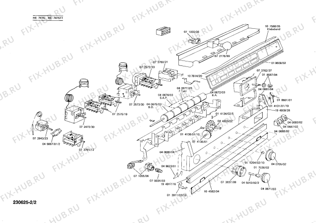 Взрыв-схема плиты (духовки) Siemens HE7415 - Схема узла 02
