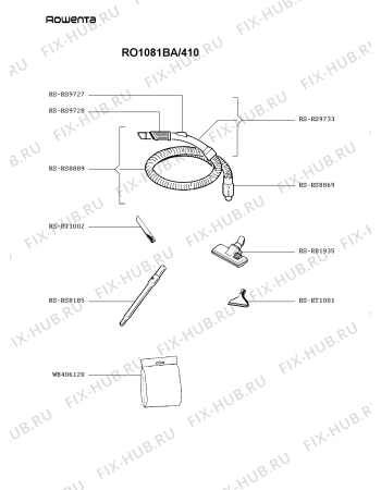 Взрыв-схема пылесоса Rowenta RO1081BA/410 - Схема узла 1P002534.5P2