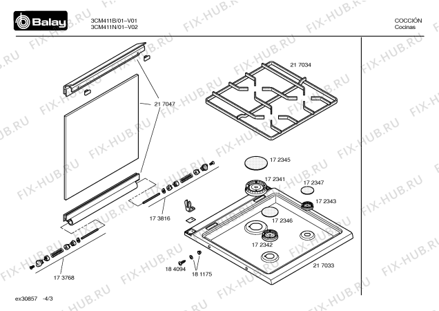 Схема №3 3CM411N с изображением Столешница для плиты (духовки) Bosch 00217033