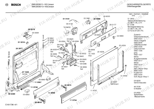 Схема №2 SMU2030 с изображением Панель для посудомоечной машины Bosch 00285177