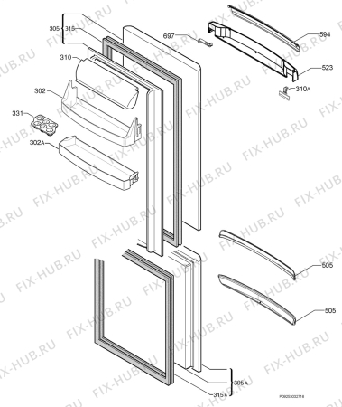 Взрыв-схема холодильника Electrolux ERB36405X - Схема узла Door 003