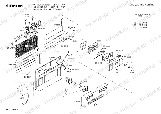 Взрыв-схема холодильника Siemens KG41U30IE - Схема узла 03