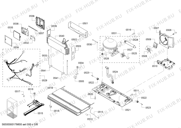 Схема №5 B22CT80SNS с изображением Разделительная стенка для холодильника Bosch 00772082