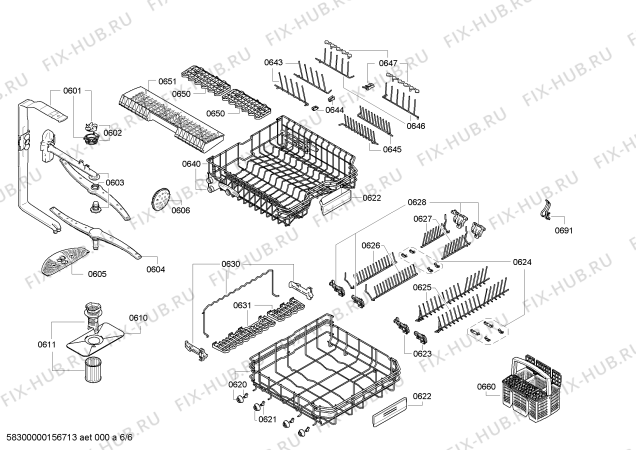 Взрыв-схема посудомоечной машины Siemens SN58N563DE Extraklasse made in germany - Схема узла 06