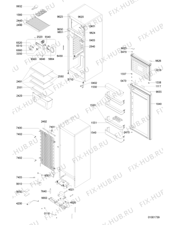 Схема №1 ARC 2263/AL с изображением Петля (защелка) для холодильной камеры Whirlpool 481241719499