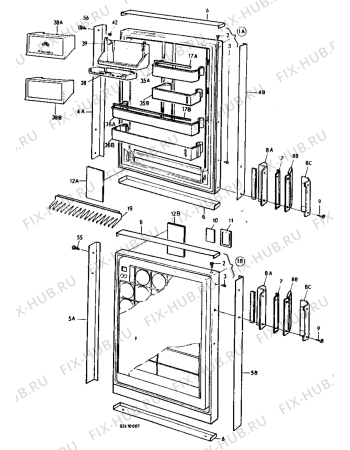 Взрыв-схема холодильника Electrolux TR1258 - Схема узла Door 003