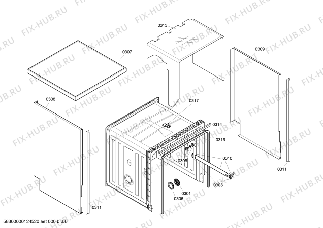 Взрыв-схема посудомоечной машины Siemens SE25M557EU - Схема узла 03