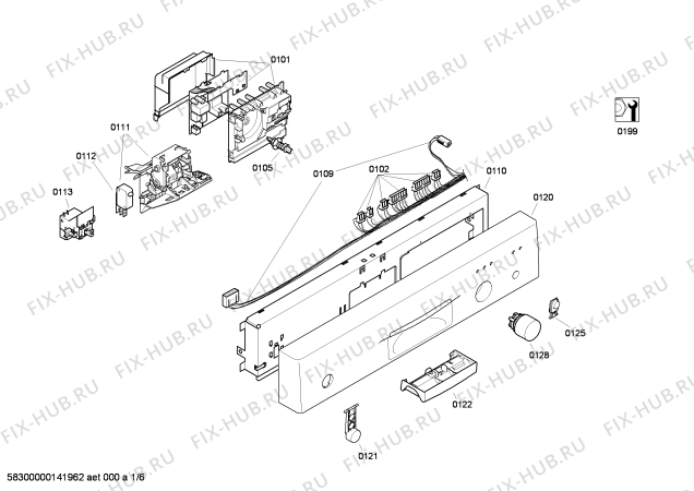 Схема №1 SGS53E22FR с изображением Панель управления для посудомойки Bosch 00668505