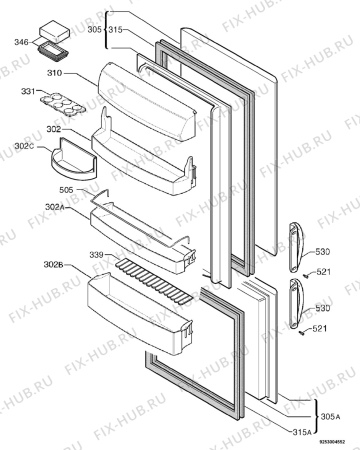 Взрыв-схема холодильника Juno JKG8400E - Схема узла Door 003