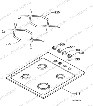 Взрыв-схема плиты (духовки) Electrolux EHT672L - Схема узла Hob 271