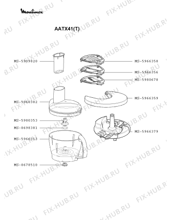 Взрыв-схема кухонного комбайна Moulinex AATX41(T) - Схема узла CP002632.8P3