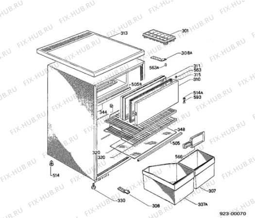 Взрыв-схема холодильника Juno KFT160 - Схема узла Housing 001